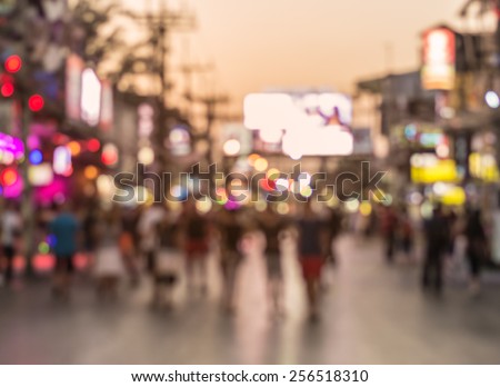 People in bokeh, Crowd of people in Bang La Road, Phuket, Thailand