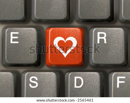 Keyboard (closeup), red key with heart ( love, valentine's day )
