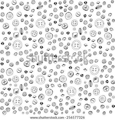 Buttons. Seamless pattern with hand drawn buttons
