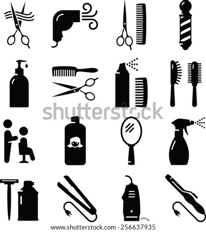 Hair salon and barbershop icons 