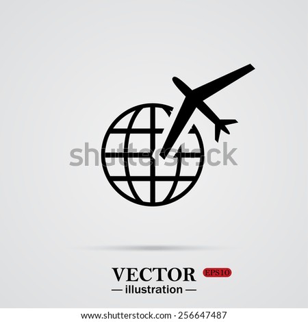 Fashion Icon aircraft around the world, vector illustration, EPS 10