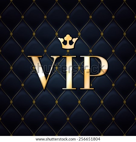 VIP abstract quilted background, diamonds and golden letters with crown. Royalty-Free Stock Photo #256651804