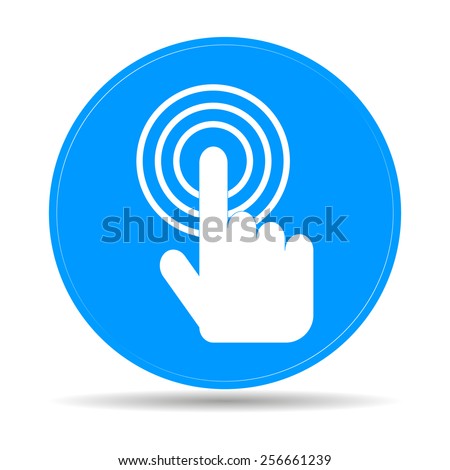Sign emblem vector illustration. Hand with touching a button or pointing finger