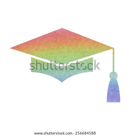 Mortar Board or Graduation Cap, Education symbol. Watercolor effect
