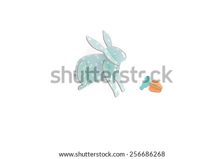 Rabbit paper folding on White isolated background