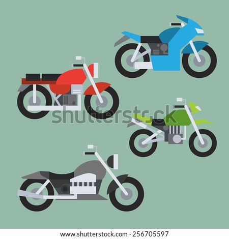 Flat design of motorcycle set illustration vector