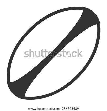 White rugby ball with stripes line art vector icon for sports apps and websites