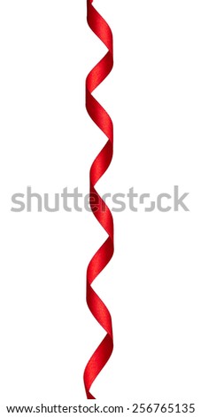 close up of  a red ribbon on white background