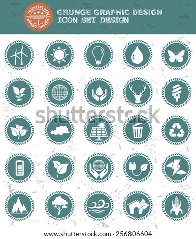 Nature icon set,black button,clean vector