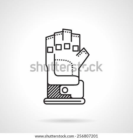 Black flat line vector icon for paintball glove on white background.