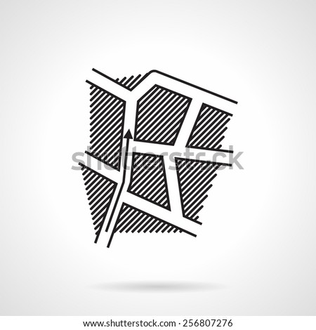 Flat line icon for direction map or plan for paintball on white background.