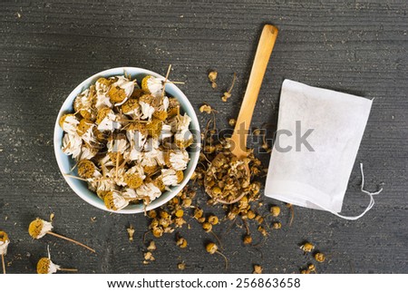 dried chamomile flowers, herbal tea raw 