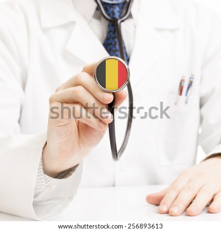 Doctor holding stethoscope with flag series - Belgium