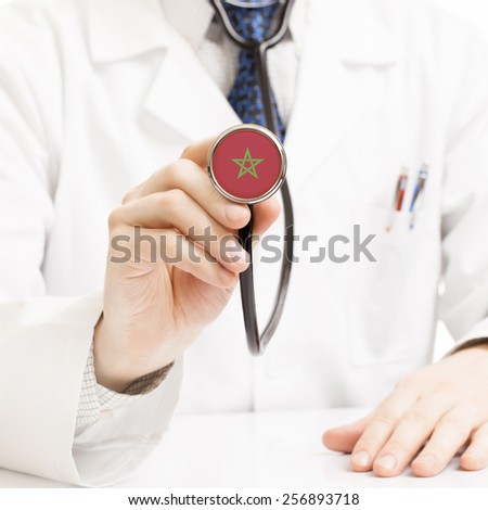 Doctor holding stethoscope with flag series - Morocco