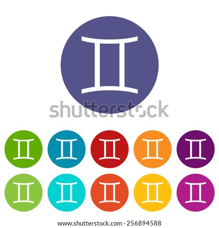 Gemini web flat icon in different colors. Vector Illustration 