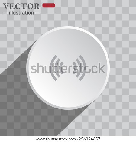 White circle on a gray background with shadow. icon,   The wireless network , vector illustration, EPS 10