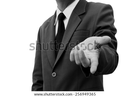 businessman invited hand isolated black and white