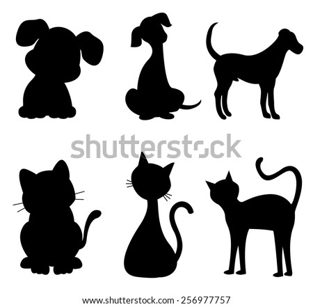 Cats and dogs silhouette black specially for pet clinic logos 