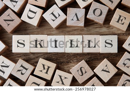 text of SKILLS on cubes