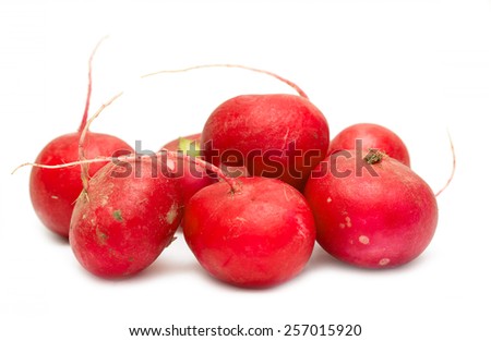 red radishes on a white background