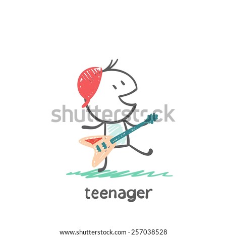 Teenagers playing musical instruments illustration