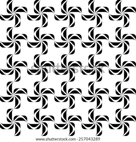Black and white geometric seamless pattern twist stylish, abstract background, vector, illustration.