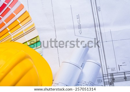 composition yellow hardhat color palette blueprints