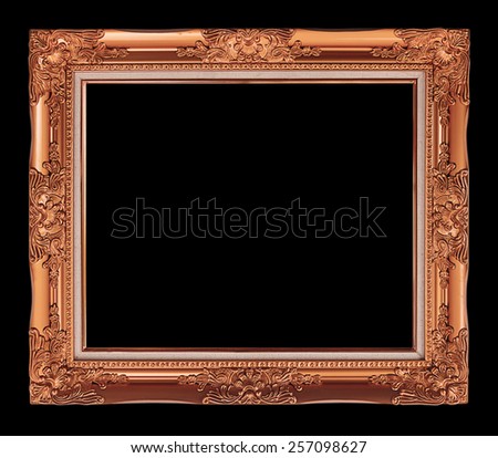 antique orange frame isolated on black background, clipping path