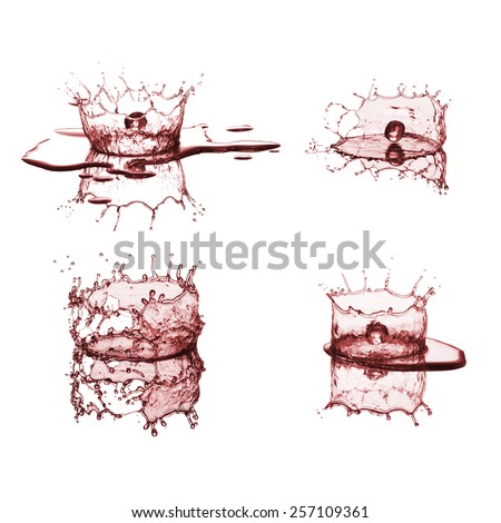 splash of red juice collection isolated on white background