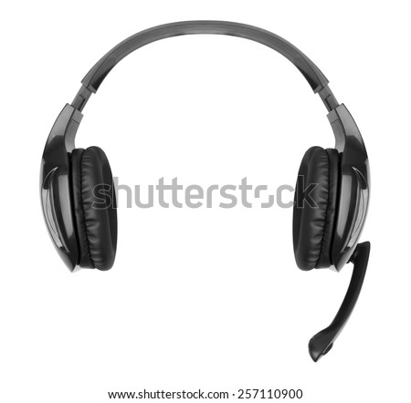 Headphones with a microphone isolated on white background Royalty-Free Stock Photo #257110900