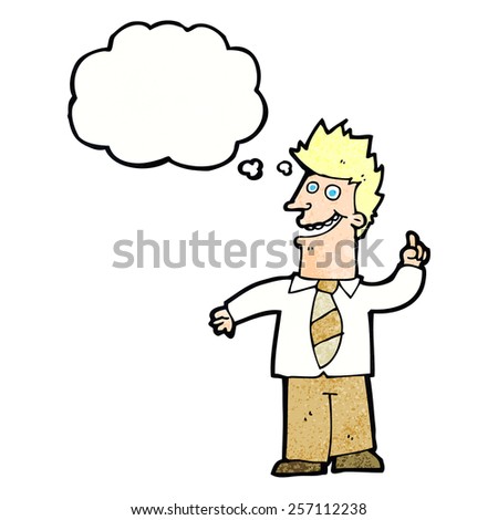 cartoon man with good idea with thought bubble