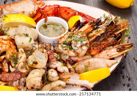 Seafood platter Royalty-Free Stock Photo #257134771