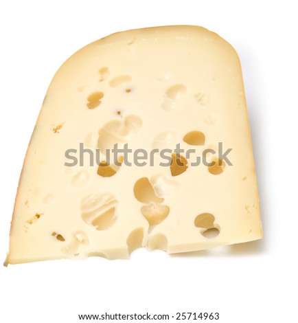Cheese piece on a white background
