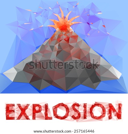volcano explosion stylized illustration