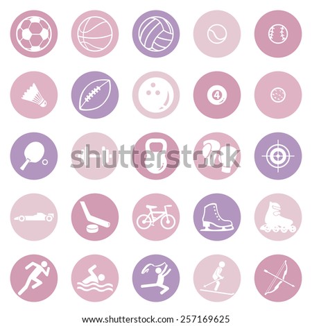 Vector Set of Pink and Purple Sport Icons