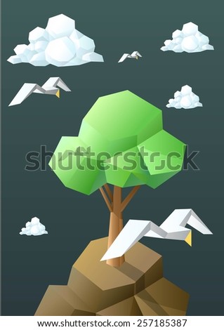 Nature Landscape Vector Low Poly Polygon
