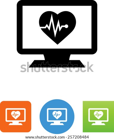 Computer monitor with health / pulse icon