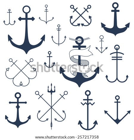 Set of anchors Royalty-Free Stock Photo #257217358