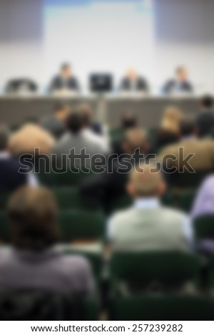 Meeting conference background. Intentionally blurred editing post production.