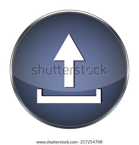 Blue button upload on the white background