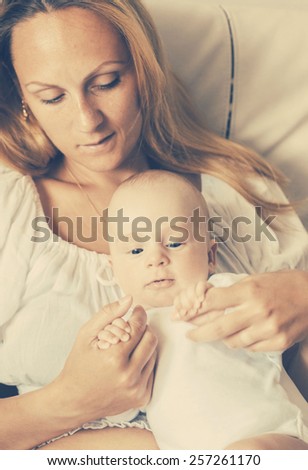 Mother with her newborn baby 