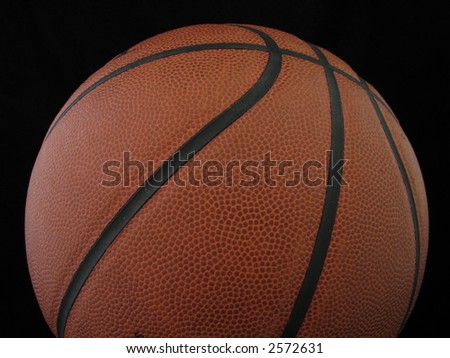 close-up basketball, black background