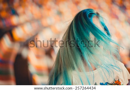 girl with blue hair Royalty-Free Stock Photo #257264434