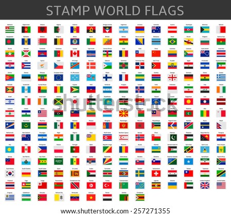 stamps world flags Royalty-Free Stock Photo #257271355