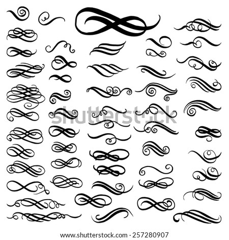 Calligraphic elements - hand drawn design elements Royalty-Free Stock Photo #257280907