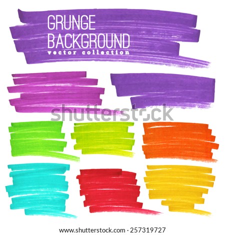 Bright rainbow colors vector marker stains Royalty-Free Stock Photo #257319727