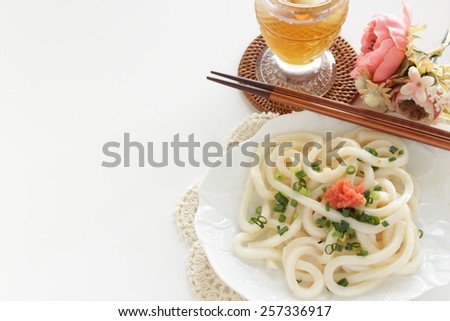 marinated roe of pollock and cod Japanese food  Mentaiko on Udon noodle