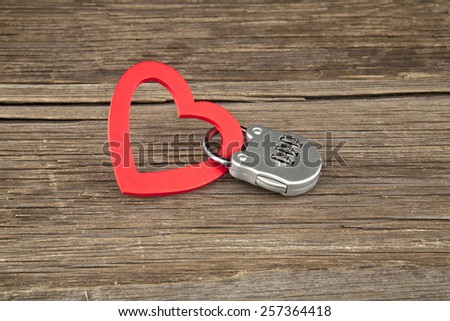 hearts in the castle on wooden background