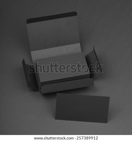 Gray business cards in the gray box
