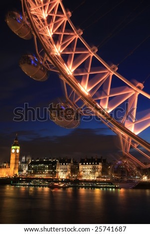 Millennium Wheel with River Thames and Big Ben behind